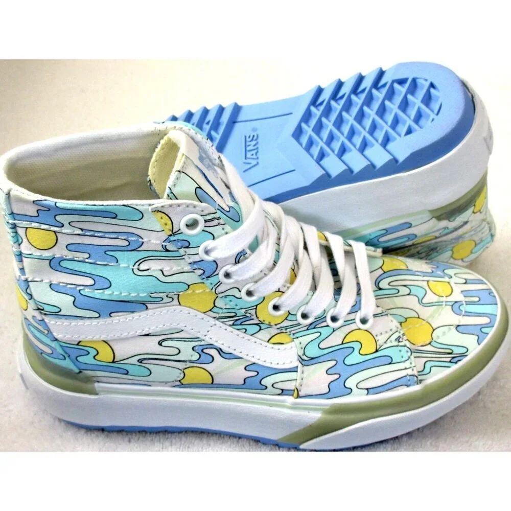 Vans Women's Sk8-Hi Tapered Uv Ink Sunwaves Platform Canvas Shoes Size 6.5 NIB